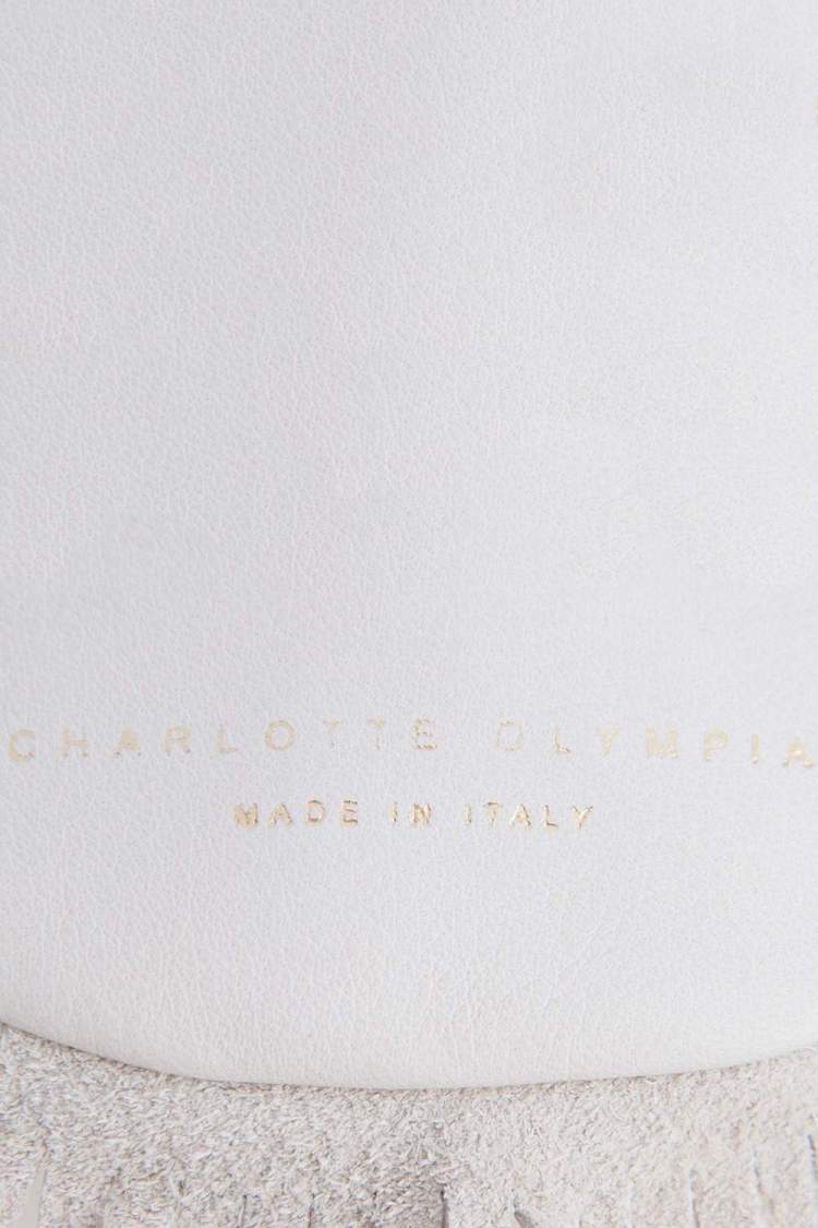 Pre Owned Charlotte Olympia Off White Leather Kitty Pochette