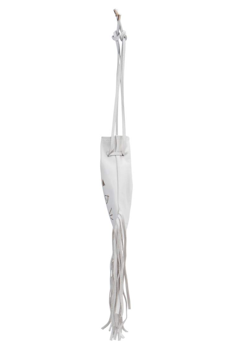Pre Owned Charlotte Olympia Off White Leather Kitty Pochette