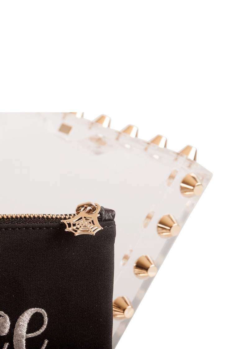 مملوكة مسبقًا Charlotte Olympia Transparent Studded Perspex Naughty and Nice Clutch