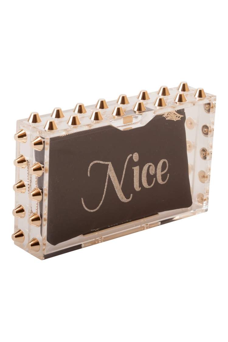 مملوكة مسبقًا Charlotte Olympia Transparent Studded Perspex Naughty and Nice Clutch