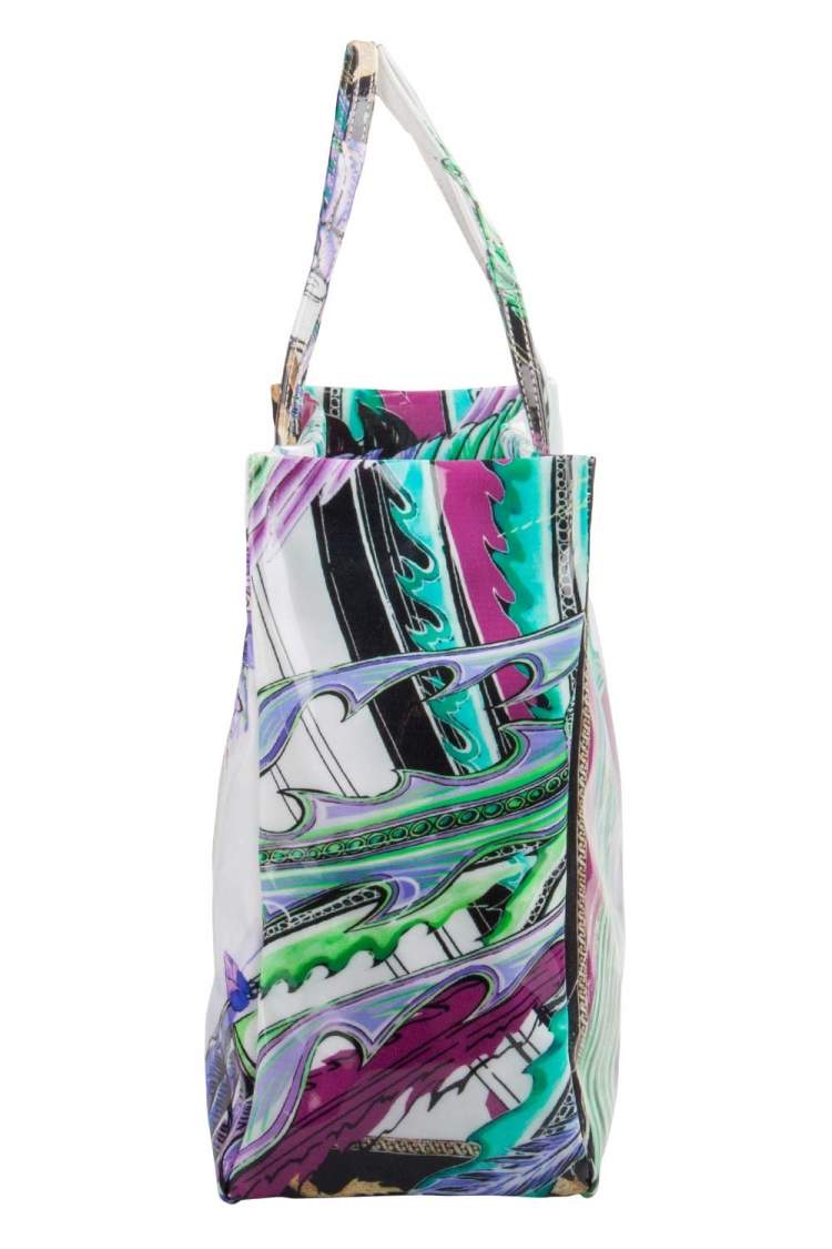 Pre Owned Roberto Cavalli Multicolor Crazy Print Patent Leather Shopper Tote