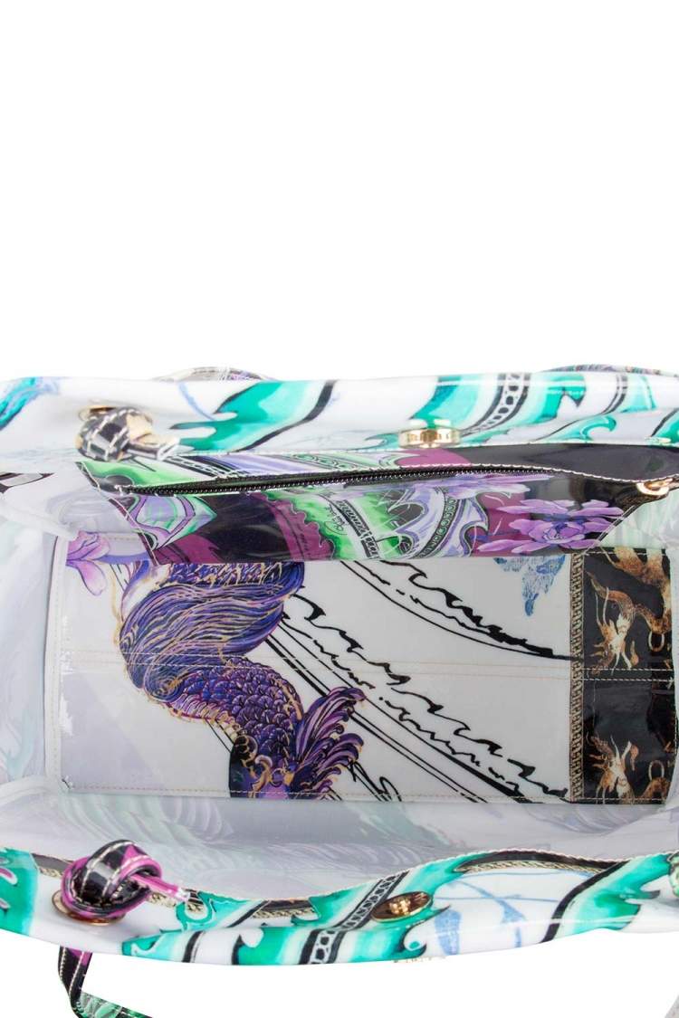 Pre Owned Roberto Cavalli Multicolor Crazy Print Patent Leather Shopper Tote