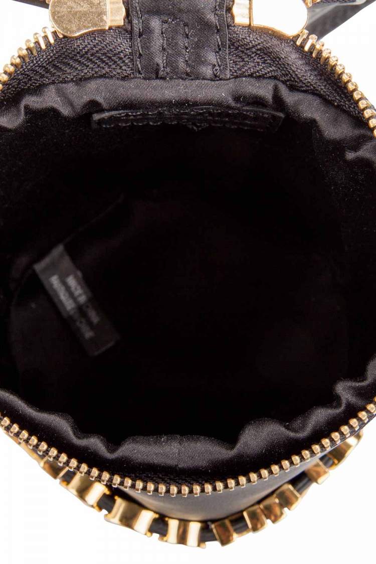 Pre Owned Moschino Black Nylon Logo Embellished Round Clutch