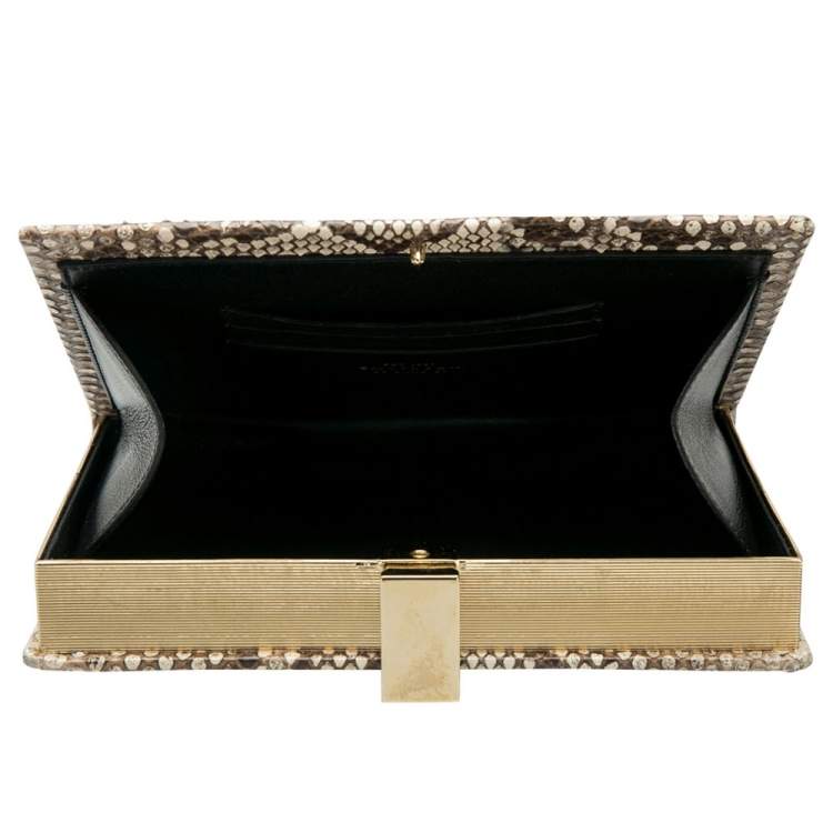 Pre Owned Smythson Beige Python Soho Clutch