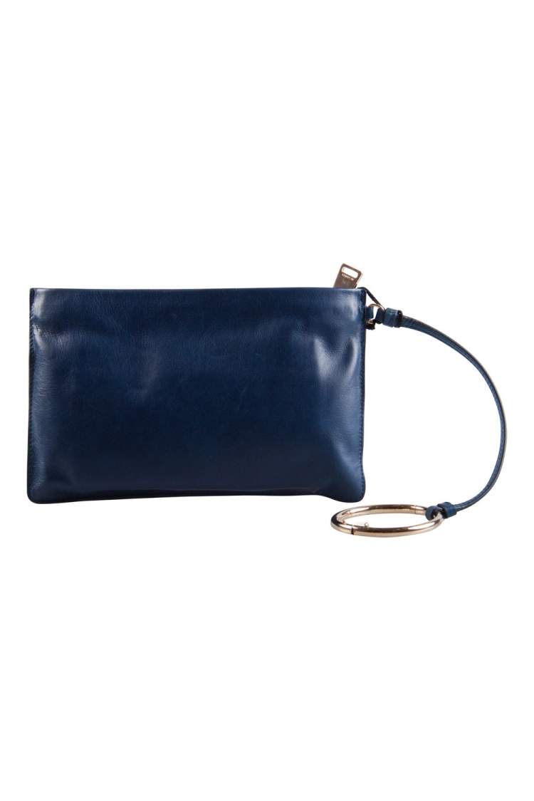 Pre Owned Jil Sander Navy Blue Leather Noyce Clutch