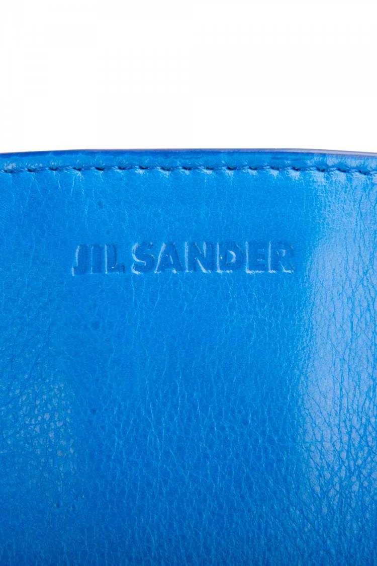 Pre Owned Jil Sander Blue/White Leather Triple Color Block Clutch