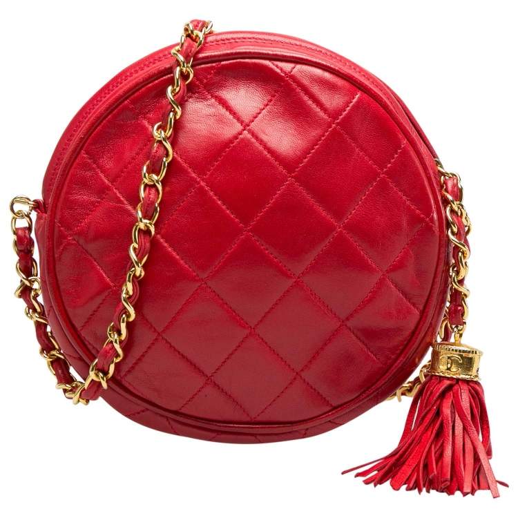 Quilted Leather Vintage Round Crossbody Bag | TLC