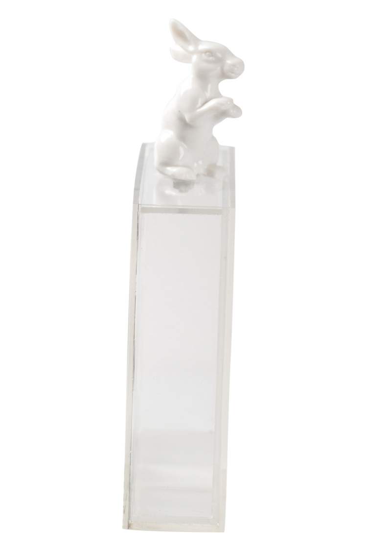 Pre Owned Cecilia Ma Black Diamond Print Acrylic Rabbit Box Clutch