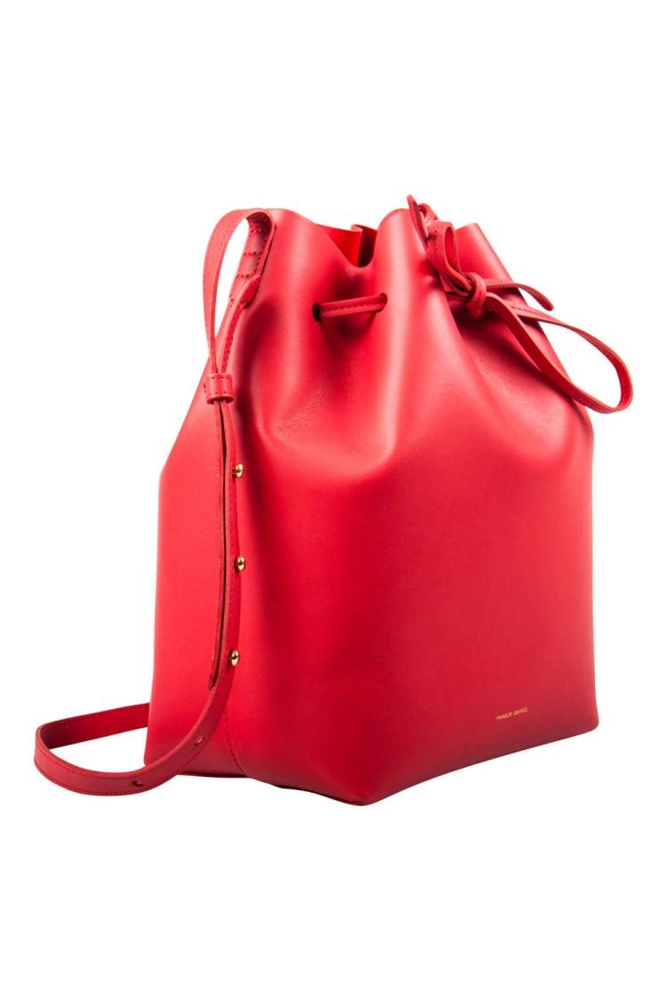 Pre Owned Mansur Gavriel Red Leather Bucket Bag