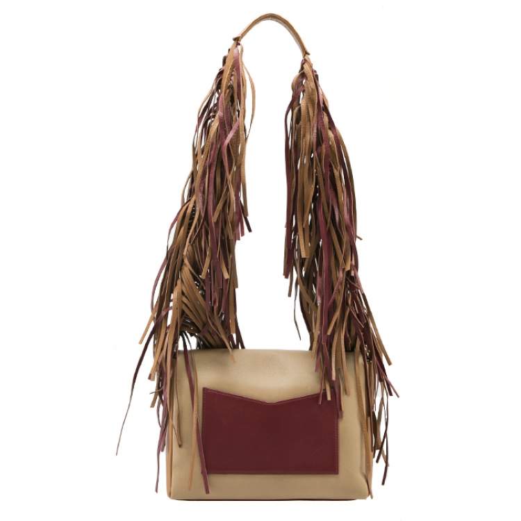 Pre Owned Sara Battaglia Multicolor Leather Teresa Fringe Shoulder Bag