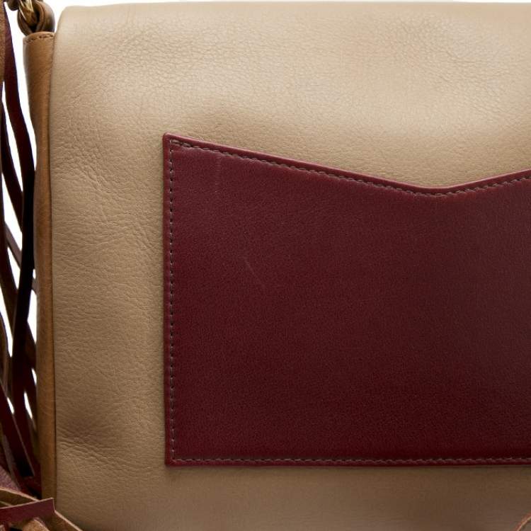 Pre Owned Sara Battaglia Multicolor Leather Teresa Fringe Shoulder Bag