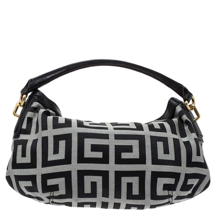 Pre Owned Givenchy Black/Grey Monogram Canvas and Leather Satchel