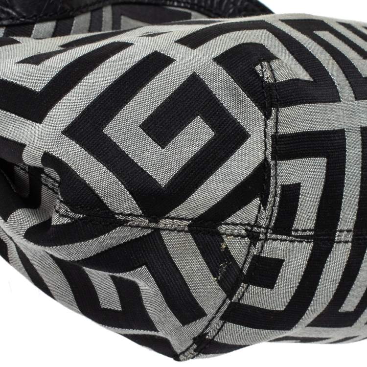 Pre Owned Givenchy Black/Grey Monogram Canvas and Leather Satchel