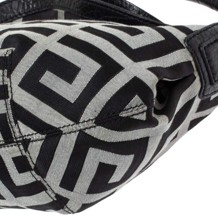 Pre Owned Givenchy Black/Grey Monogram Canvas and Leather Satchel