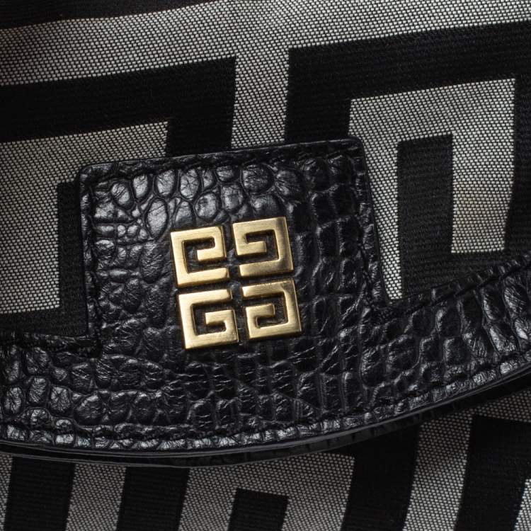 Pre Owned Givenchy Black/Grey Monogram Canvas and Leather Satchel