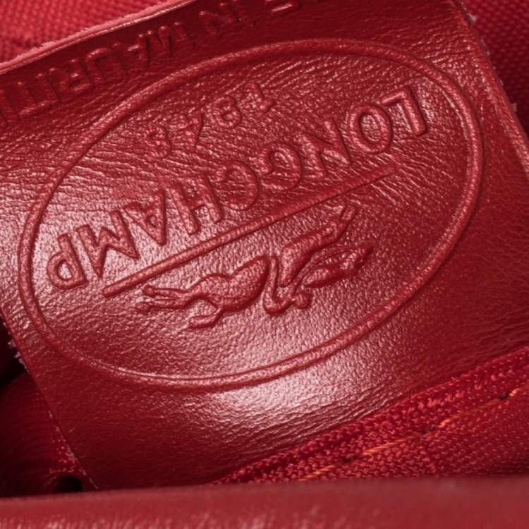 Pre Owned Longchamp Red Leather Messenger Bag