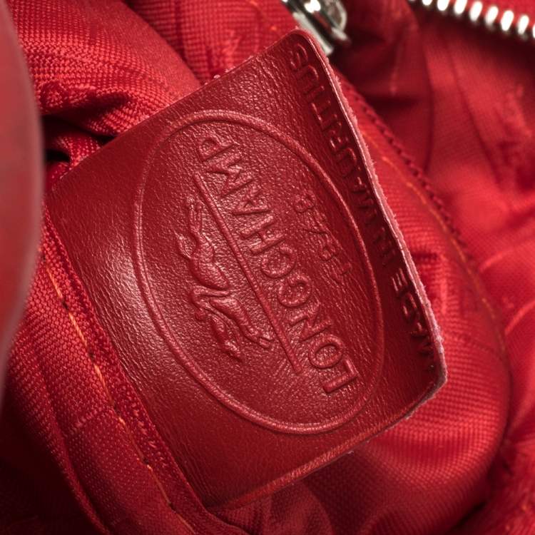 Pre Owned Longchamp Red Leather Messenger Bag