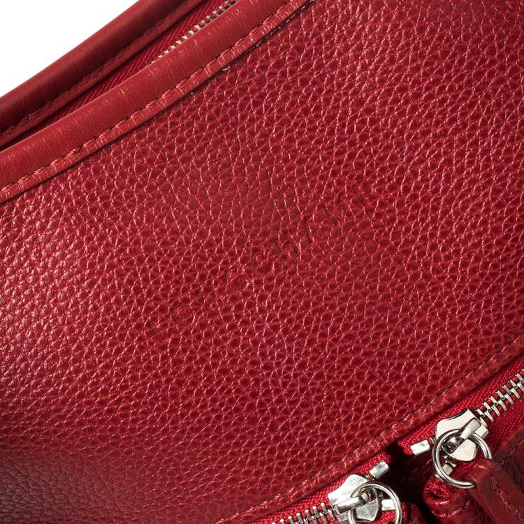 Pre Owned Longchamp Red Leather Messenger Bag