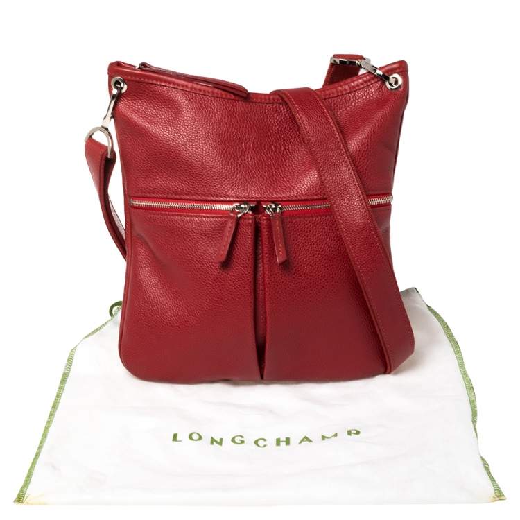 Pre Owned Longchamp Red Leather Messenger Bag