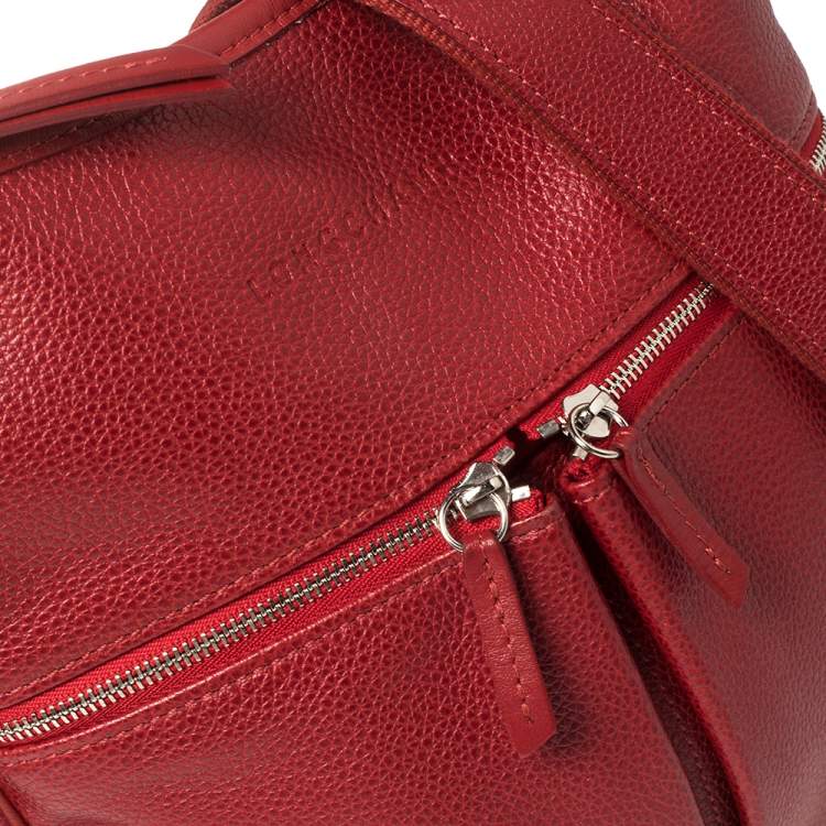 Pre Owned Longchamp Red Leather Messenger Bag