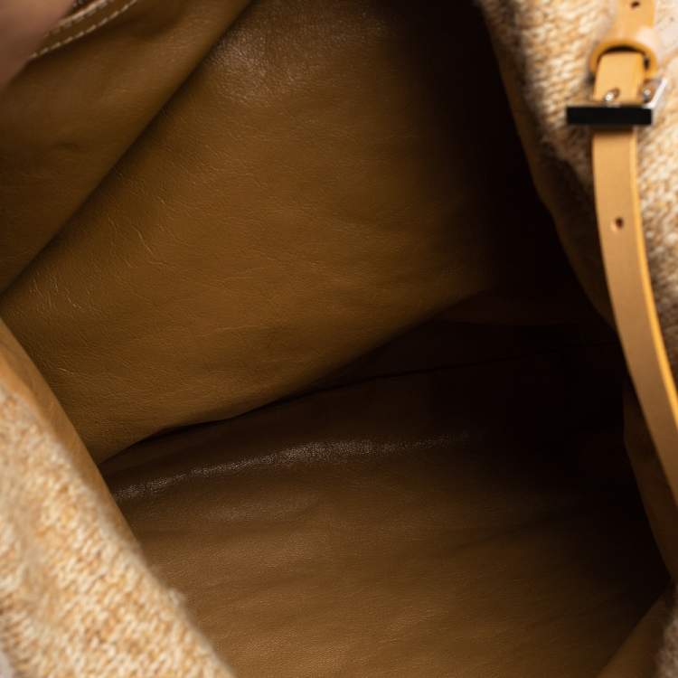 Pre Owned Fendi Beige Cashmere Roll Tote Bag