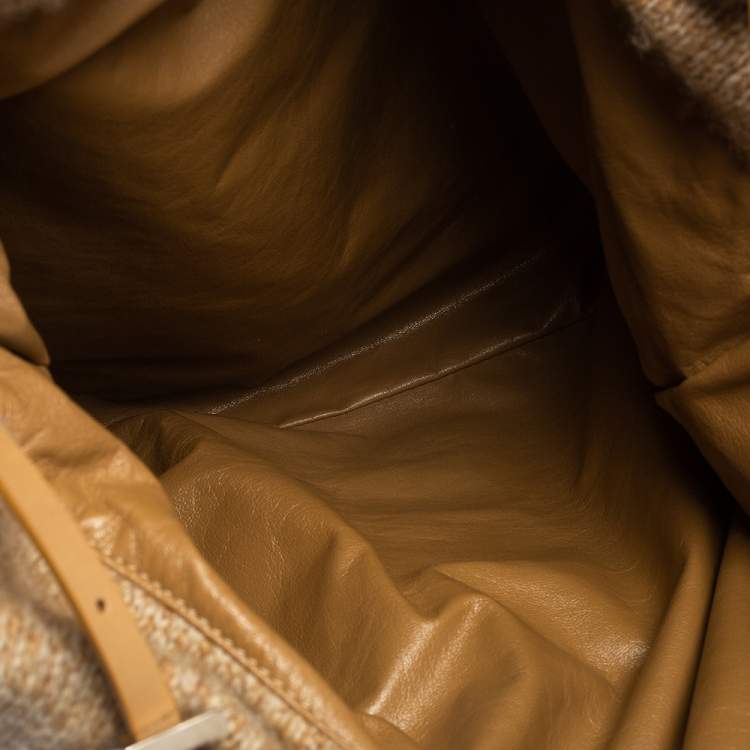 Pre Owned Fendi Beige Cashmere Roll Tote Bag