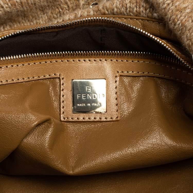 Pre Owned Fendi Beige Cashmere Roll Tote Bag