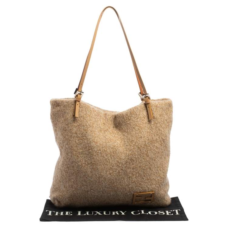 Pre Owned Fendi Beige Cashmere Roll Tote Bag