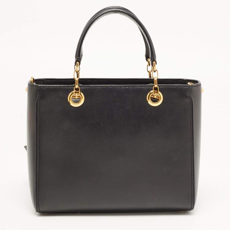 Pre Owned Dolce & Gabbana Black Leather DG Girls Tote