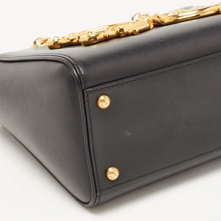 Pre Owned Dolce & Gabbana Black Leather DG Girls Tote
