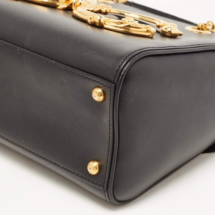 Pre Owned Dolce & Gabbana Black Leather DG Girls Tote