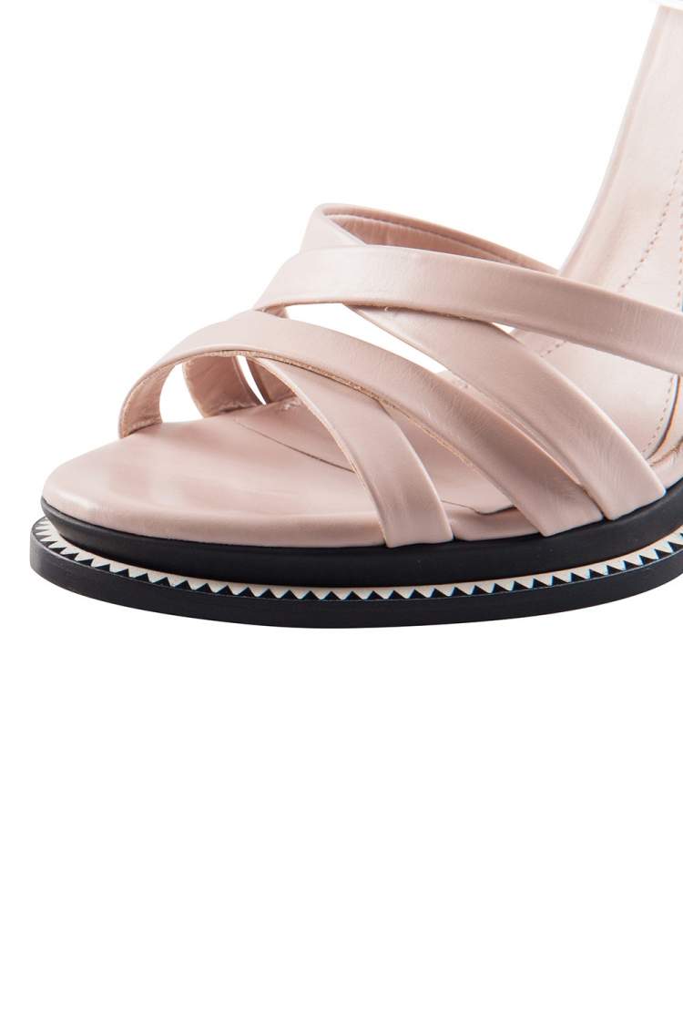 Pre Owned Alexander McQueen Pink Leather Mini Criss Cross Ankle Cuff Sandals Size 37