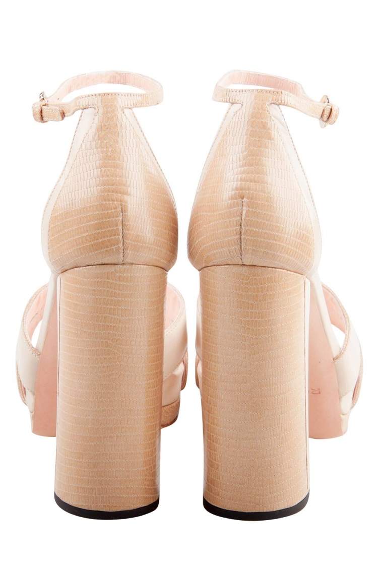 Pre Owned Rochas Beige Leather Cross Strap Platform Block Heel Sandals Size 37