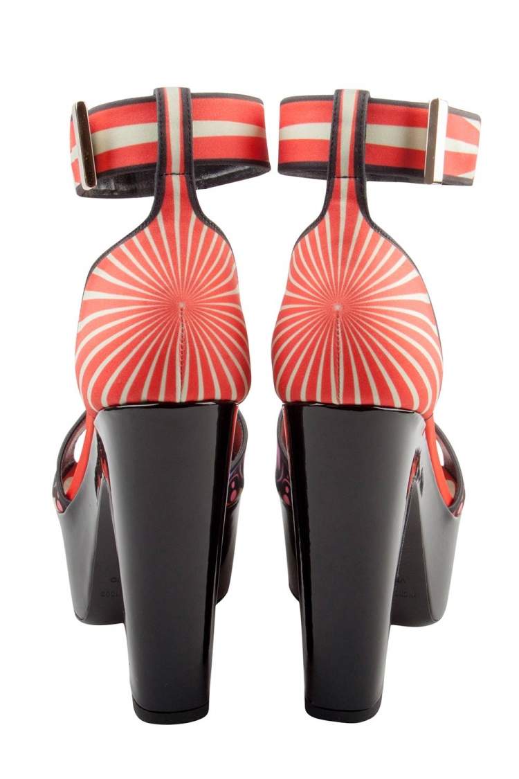 Pre Owned Nicholas Kirkwood Multicolor Printed Satin Platform Ankle Cuff Platform Sandals Size 38