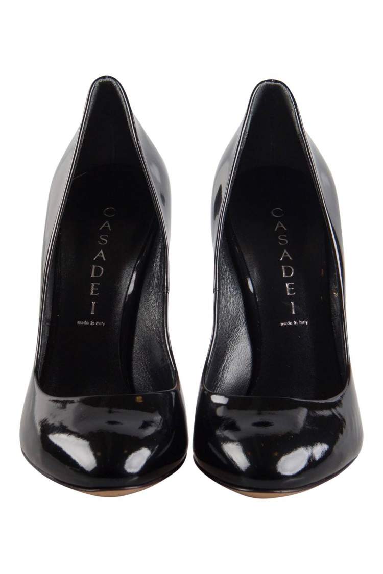 Pre Owned Casadei Black Patent Leather Pumps Size 37