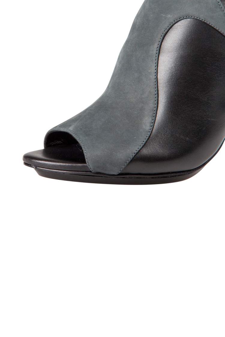 Pre Owned 3.1 Phillip Lim Black Leather And Grey Suede Aria Mules Size 36.5