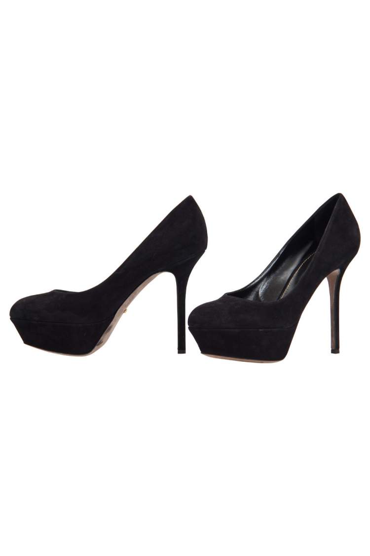 Pre Owned Sergio Rossi Black Suede Platform Pumps Size 37