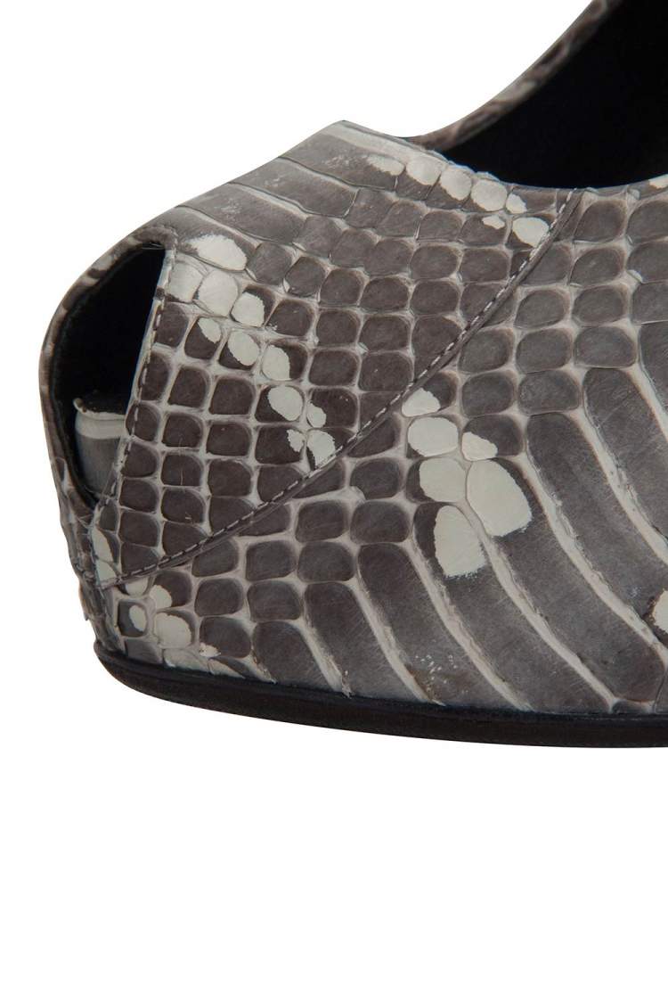 Pre Owned Giuseppe Zanotti Grey Python Leather Peep Toe Slingback Platform Pumps Size 37.5