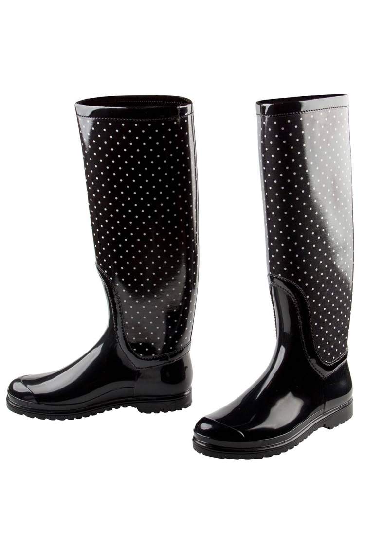 Pre Owned Dolce & Gabbana Black PVC Polka Dot Long Rain Boots Size 38