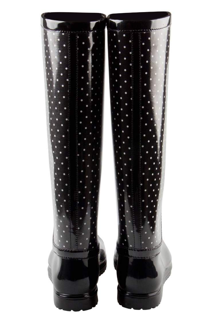 Pre Owned Dolce & Gabbana Black PVC Polka Dot Long Rain Boots Size 38