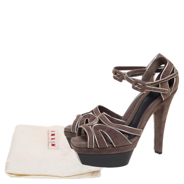 Pre Owned Marni Brown Suede Platform Sandals Size 39