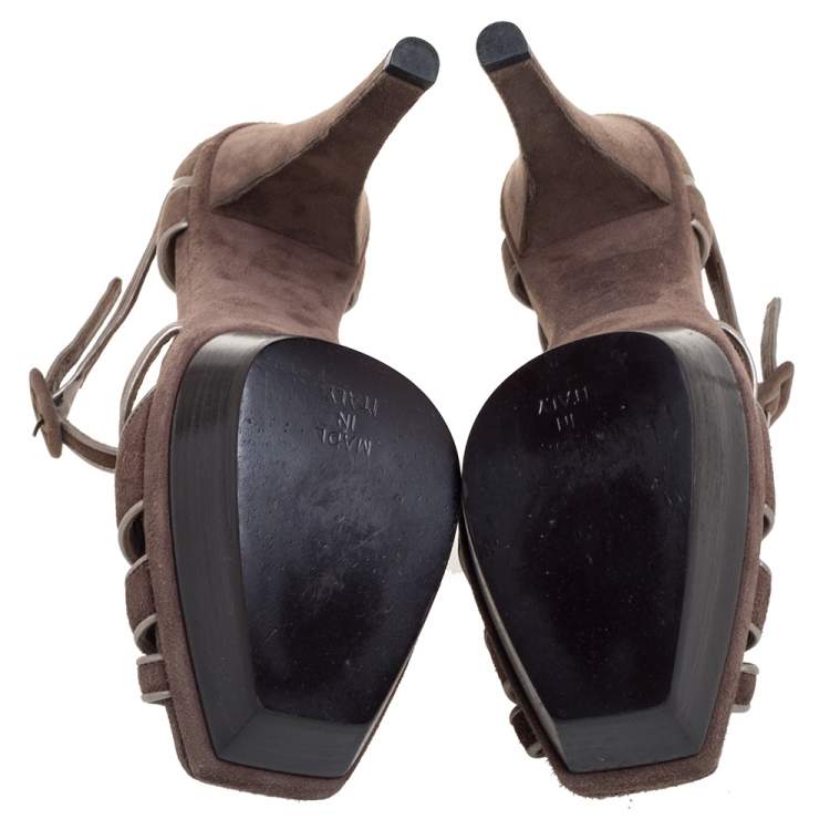 Pre Owned Marni Brown Suede Platform Sandals Size 39