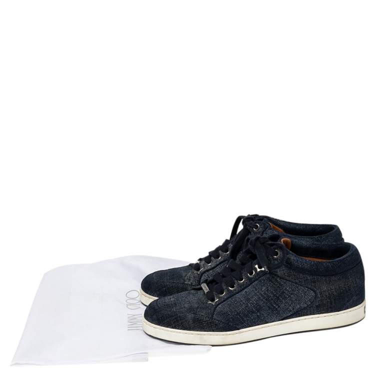 مملوكة مسبقًا Jimmy Choo Blue Denim Lace Up Miami Sneakers Size 36.5