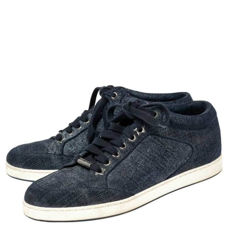 مملوكة مسبقًا Jimmy Choo Blue Denim Lace Up Miami Sneakers Size 36.5