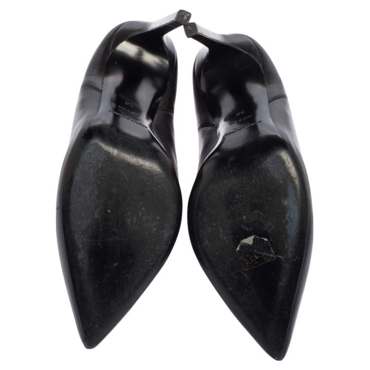 Pre Owned Saint Laurent Black Leather  Chelsea Stretch Ankle Boots Size 36