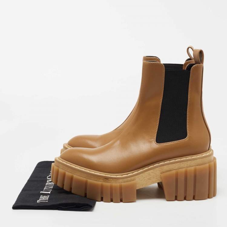 مملوكة مسبقًا  Stella McCartney Brown Leather Ankle Boots Size 40 