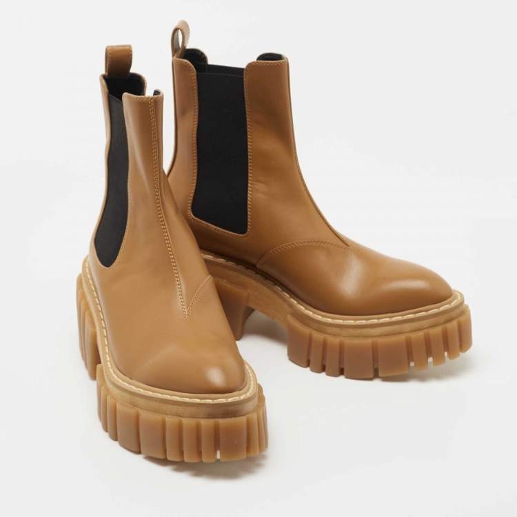 مملوكة مسبقًا  Stella McCartney Brown Leather Ankle Boots Size 40 