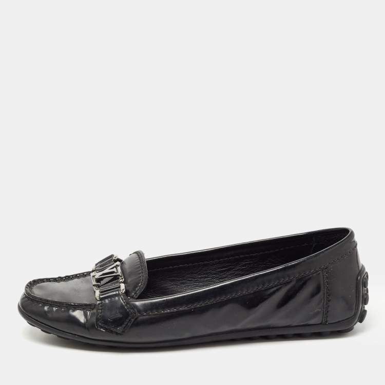 Pre Owned Louis Vuitton Black Patent Leather Oxford Loafers Size 38