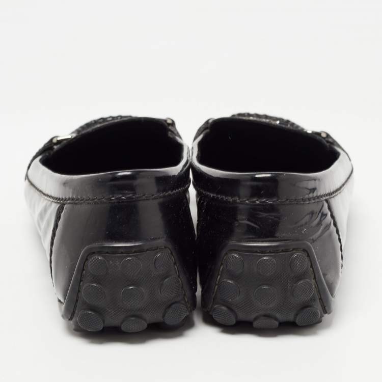 Pre Owned Louis Vuitton Black Patent Leather Oxford Loafers Size 38