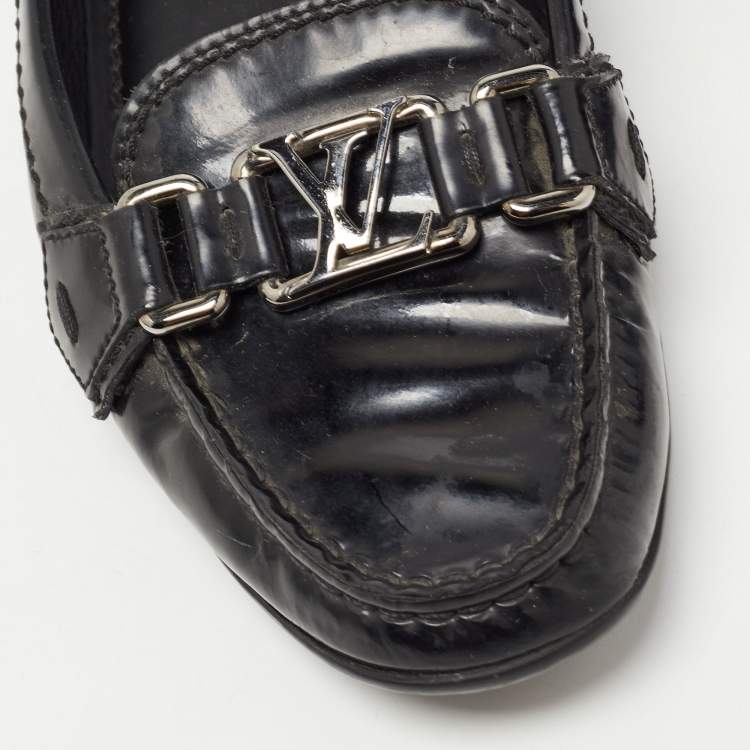 Pre Owned Louis Vuitton Black Patent Leather Oxford Loafers Size 38